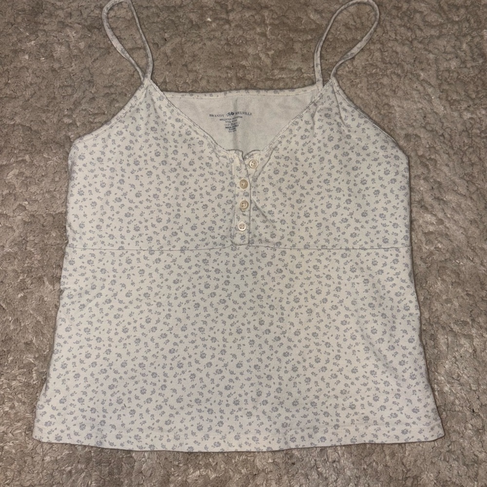 Brandy Melville Floral Print Spaghetti Strap Top